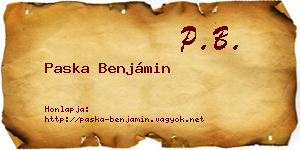 Paska Benjámin névjegykártya